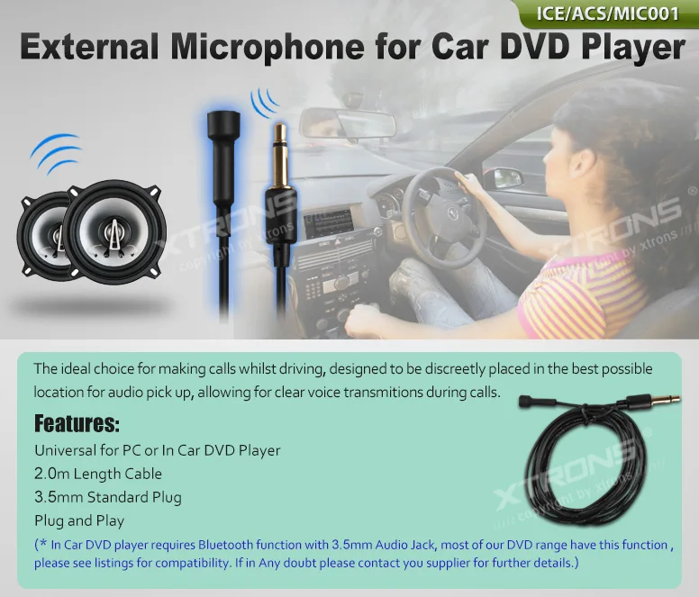 Комплект внешнего микрофона XTRONS MIC001 и MIC002 MIC003 для автомобильного DVD плеера|kit for