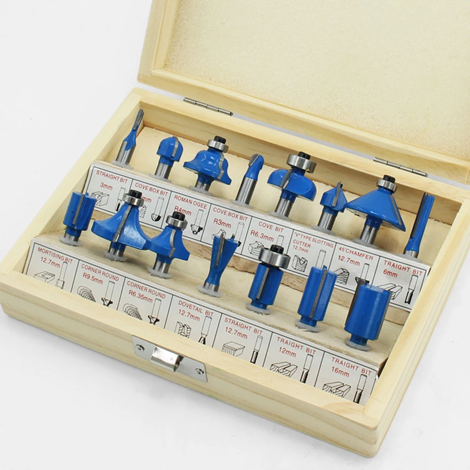 

12pcs/15pcs Woodworking Milling Cutter Set Trimming Machine Cutter Head Electric Wood Milling Engraving Trimming Milling Cutter