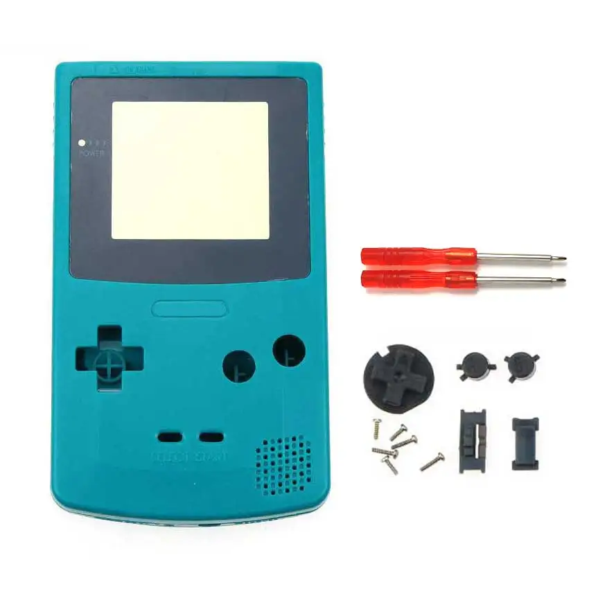 YuXi полный корпус оболочка Крышка запасная часть для nintendo для Gameboy цвет консоль GBC чехол с инструментами - Цвет: Blackish green