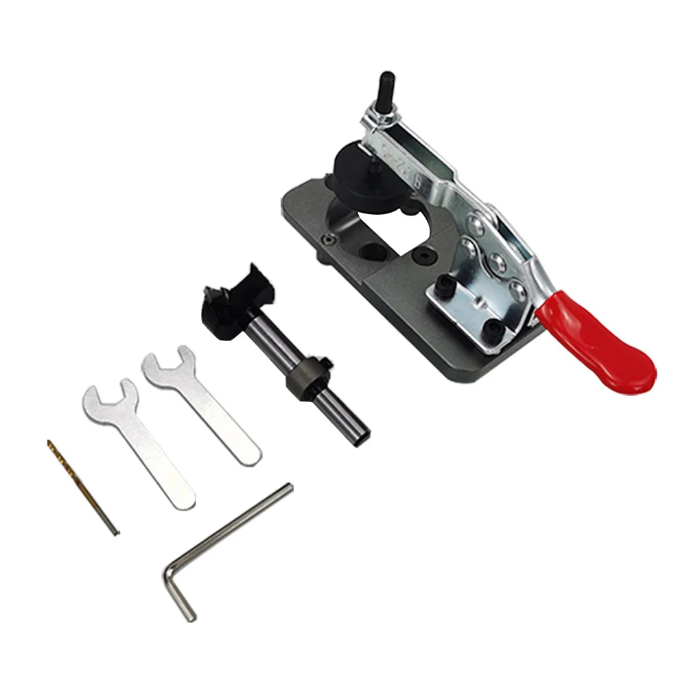 

Woodworking Hole Drilling Guide Locator 35mm Hinge Boring Jig with Fixture Aluminum Alloy Hole Opener Template Door Cabinets