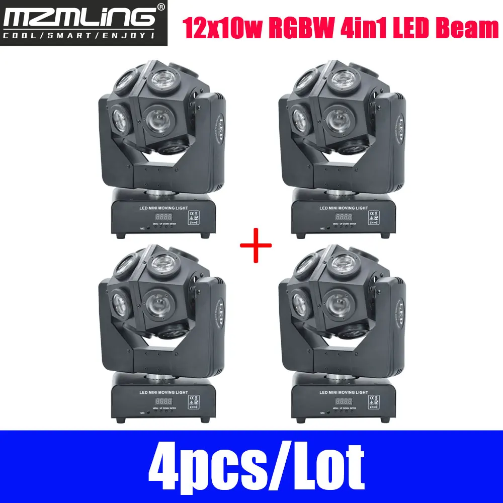 4 шт./лот 12x10 Вт RGBW 4в1 LED Луч света футбол свет DMX512 движущийся головной
