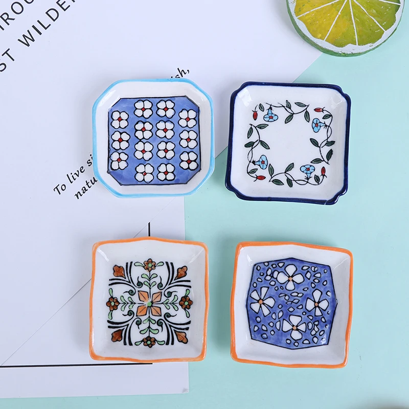 

1Pc Dollhouse Mini Ceramics Plates Trays Kitchen Toy Doll Food Dishes Tableware