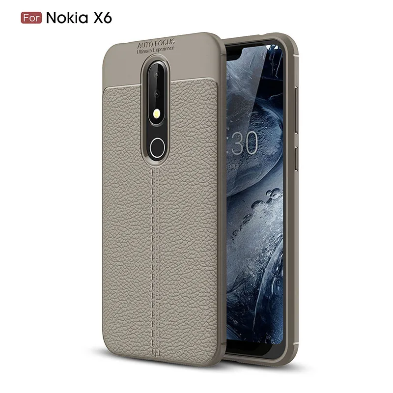 Ультратонкий устойчивый к царапинам чехол для телефона Nokia X6 с узором Личи Мягкий
