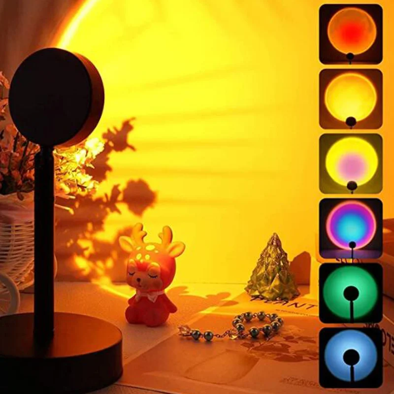 

Led Night Light USB Rainbow Projector Sunset Nightlights Coffee Shop Bar Decoration Lamp Bedroom Atmosphere Light 2021 New Gift