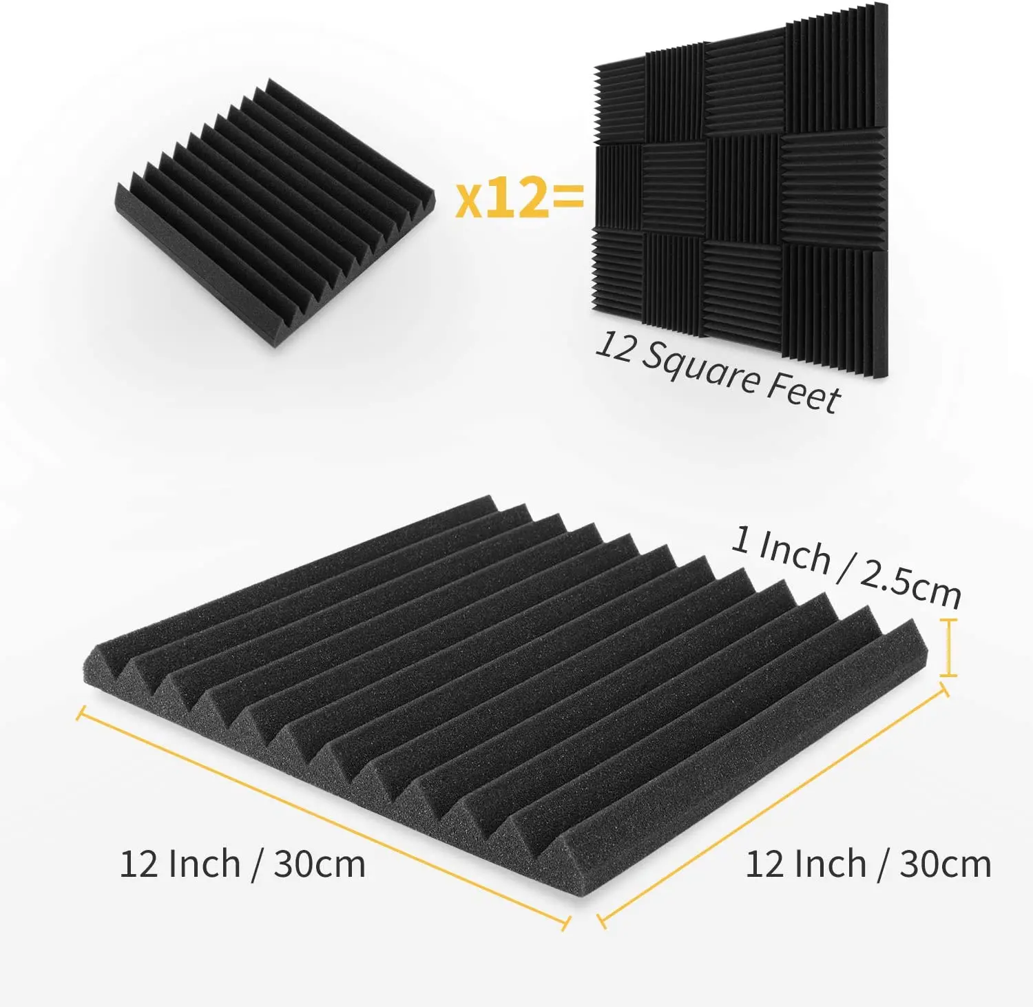 48PCS 300x300x25mm Acoustic Foam Sound Insulation Panels for KTV Bar Soundproofing Studio Wedges Sound Proof Wall Panels Espuma