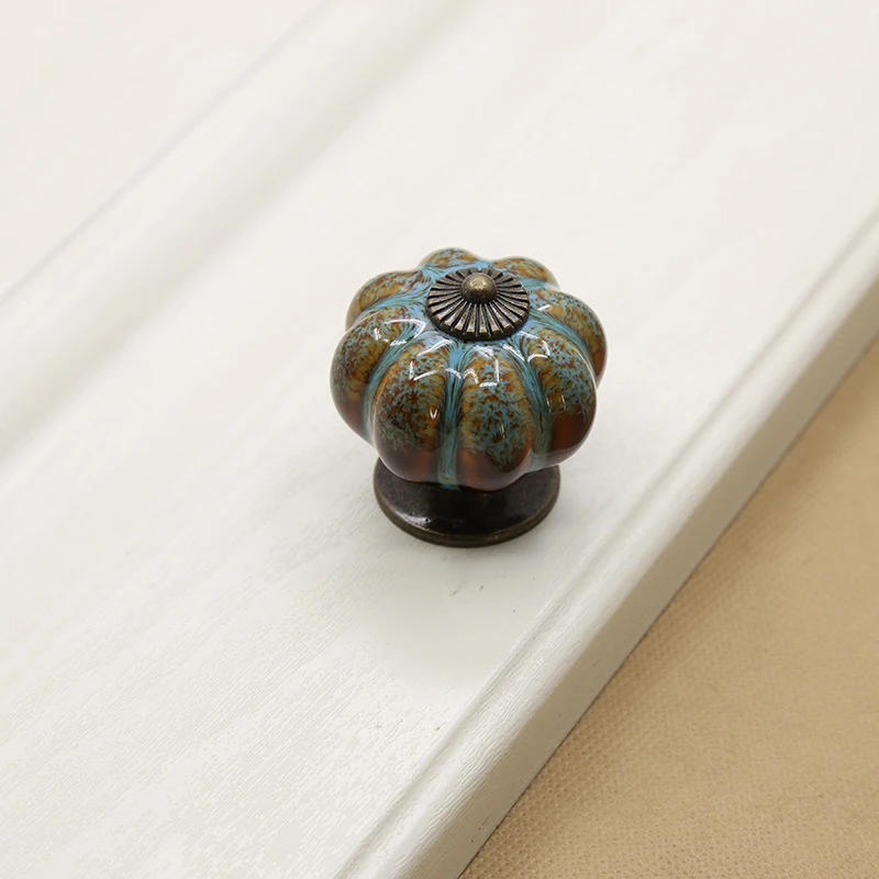 

Ceramic Knobs with Colorful Knobs and Pumpkin Handles Drawer Ceramic Pulls for Cabinets, Kitchen and Bathroom Cabinets10Pcs/Set