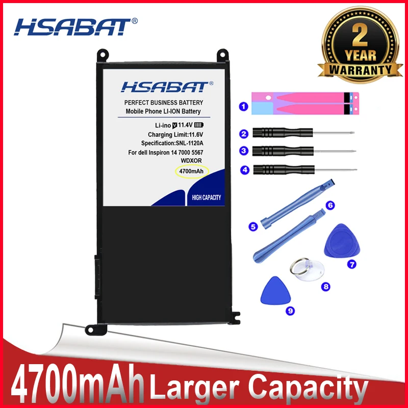 Аккумулятор HSABAT для dell Inspiron 13 14 15 5378 3488 3580 5765 5767 5770 7000 5368 5568 5567 7560 7472 7368 WDX0R