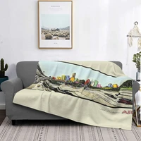 h town skyline blanket bedspread bed plaid rug baby blanket picnic blanket luxury beach towel