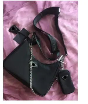 Fashion Three-in-one retro chain armpit bag nylon bag shoulder bag messenger bag chain bag crescent bag female bag