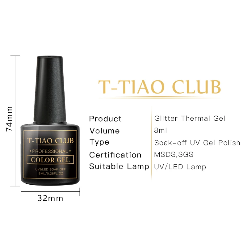 

T-TIAO CLUB Thermal Gel Color Changing UV Gel Polish Holographic Glitter Sequins Soak Off UV LED Gel Varnish Nail Art Lacquer