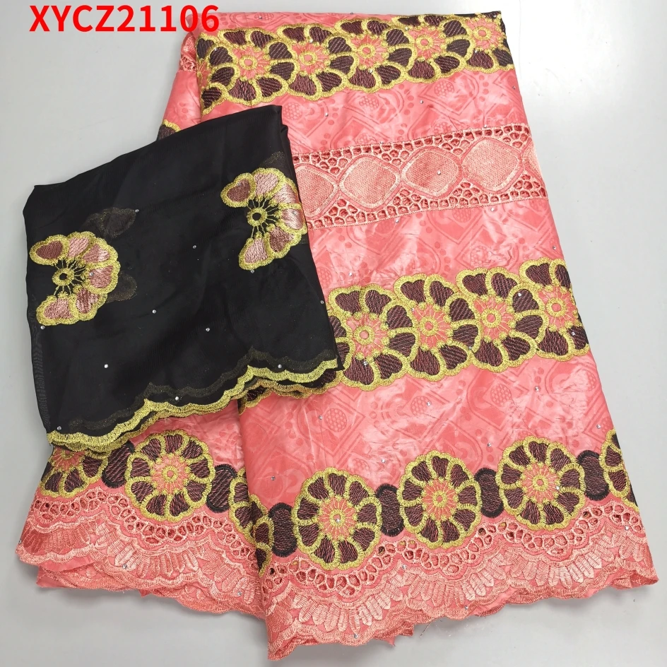 

Latest Cotton Bazin Riche Damask material Embroidered 2021 Sewing Fabrics 5+2 yards XYCZ21106