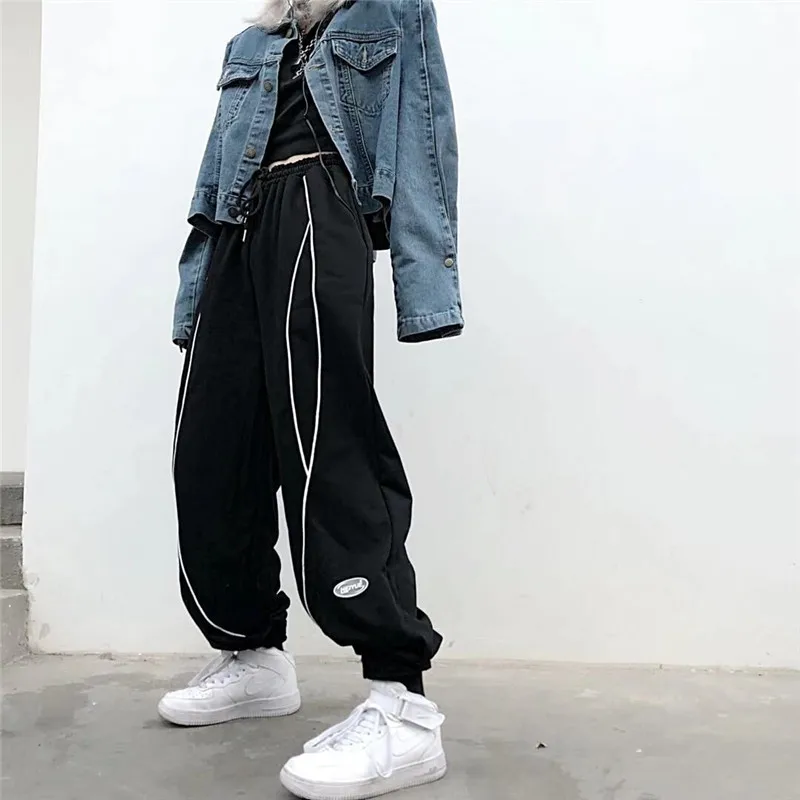 

2021 модная женская одежда Ранняя осень новые брюки для женщин в Корейском стиле Harajuku стильные свободные спортивные брюки с Кулиской для женщ...