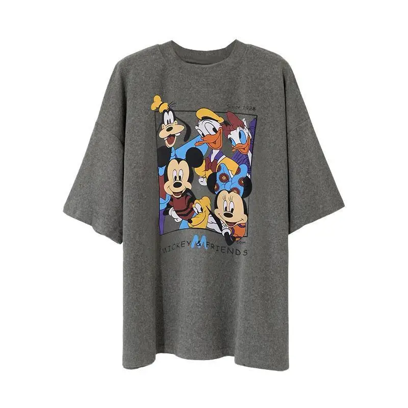

Disney Women's Summer Casual Loose Half Sleeve Student Top Cartoon Mickey Family Short Sleeve T-shirt