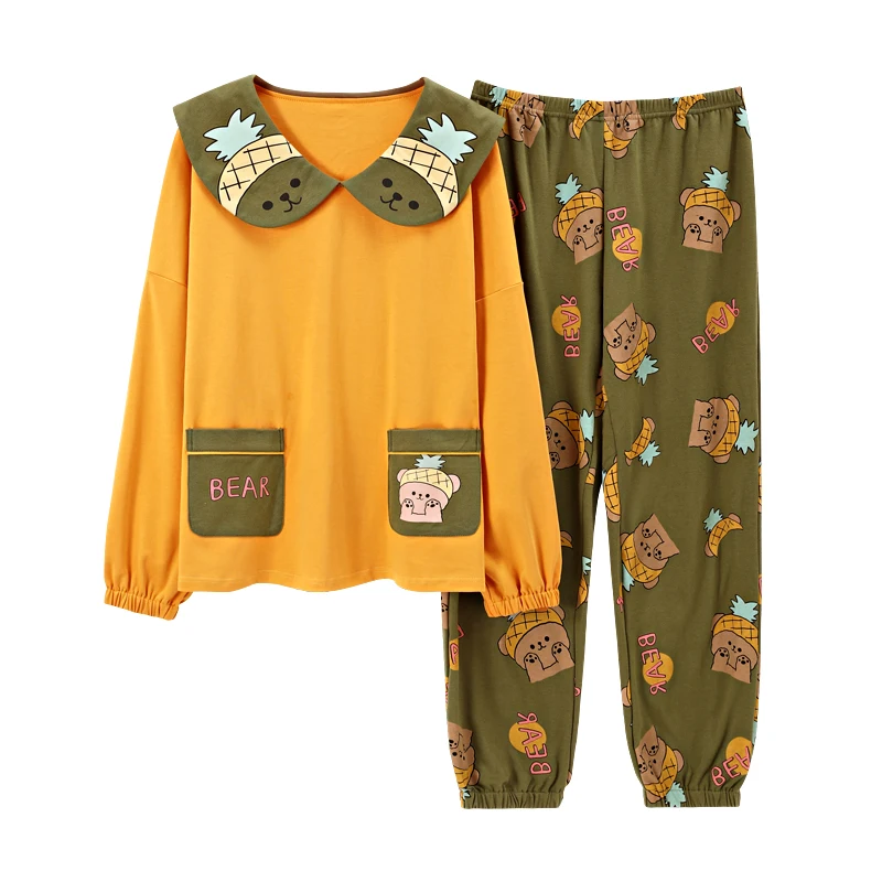 

Women Sleepwear Pajama Set Cartoon Pajamas Plus Size XXL Princess Style Cotton Pyjamas Col Claudine Doll Collar