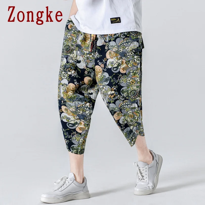 

Zongke 2021 New Print Casual Calf-Length Pants Men Trousers Joggers Sweatpants Men Pants Hip Hop Streetwear Male Plus Size M-5XL