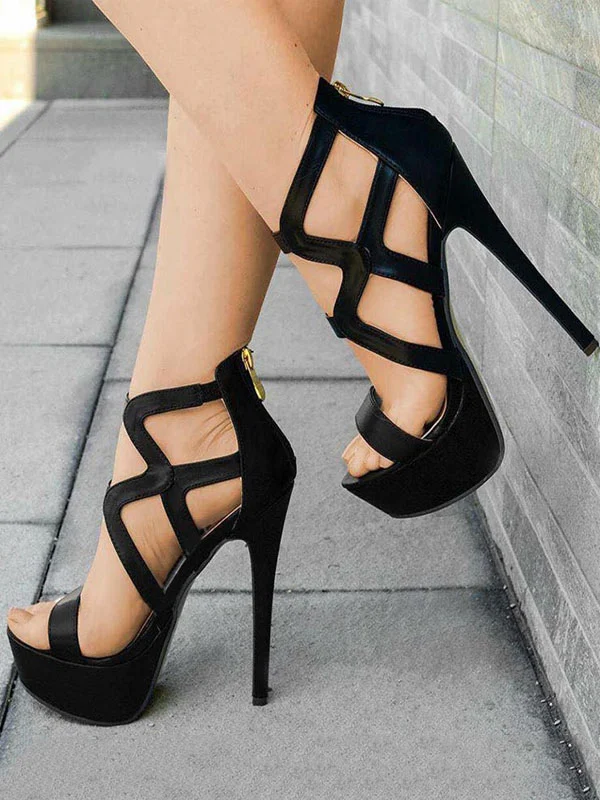 

FGHGF NEW 16CM Sexy, Stylish, Black Super-High Heels For Women. Large Size Shoes Can Be Customized Color