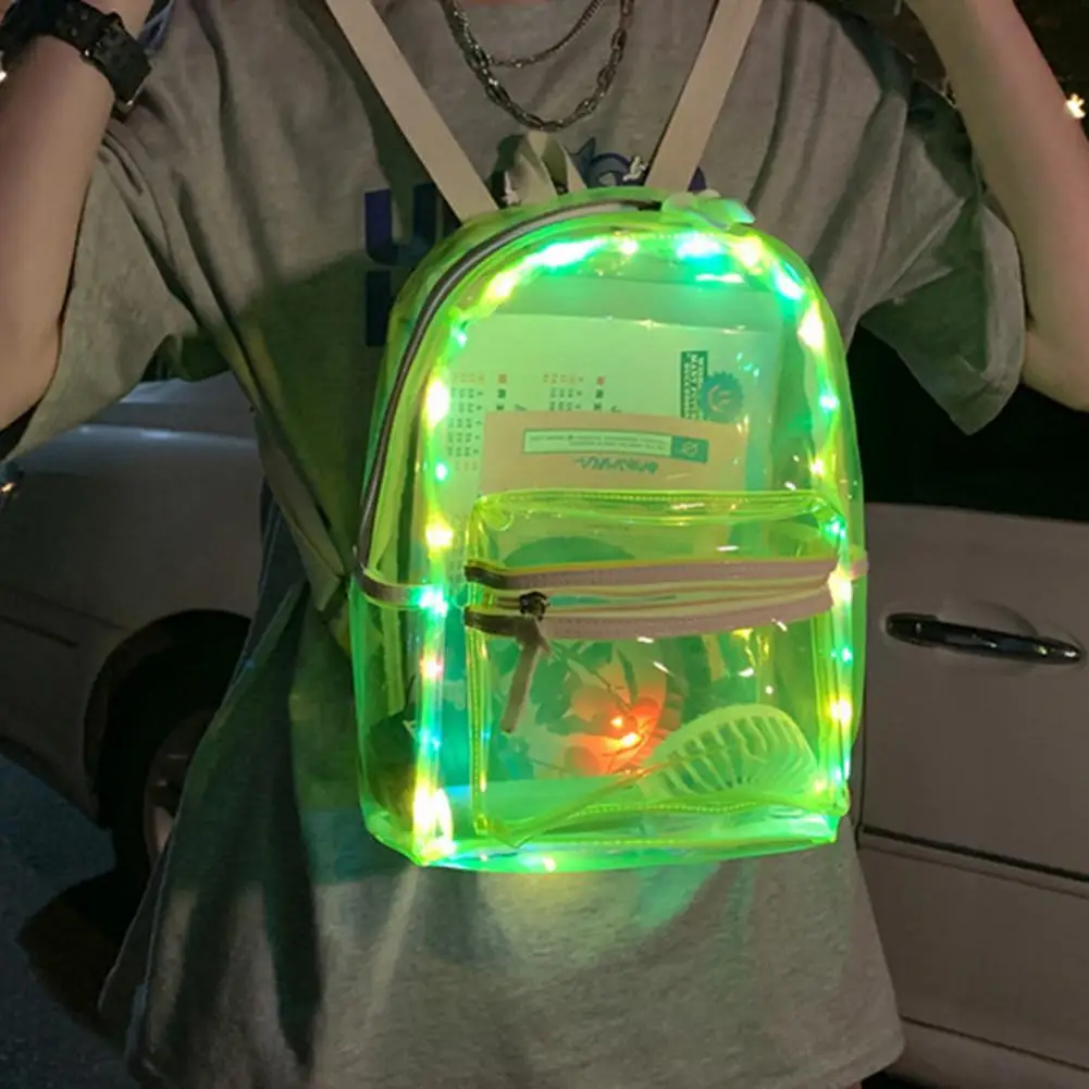 Прозрачный рюкзак унисекс со светодиодный Ной подсветкой, школьный ранец для мальчиков и девочек, крутая уличная дорожная сумка для ночног...