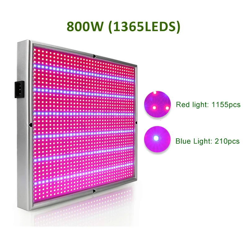 1pcs 800W 1000 Вт 800 Вт 500 Вт Светодиодный светильник для выращивания в помещении, фитолампа для растений, цветов, полный спектр, светодиодный светильник для аквариума - Испускаемый цвет: 1pcs 800W