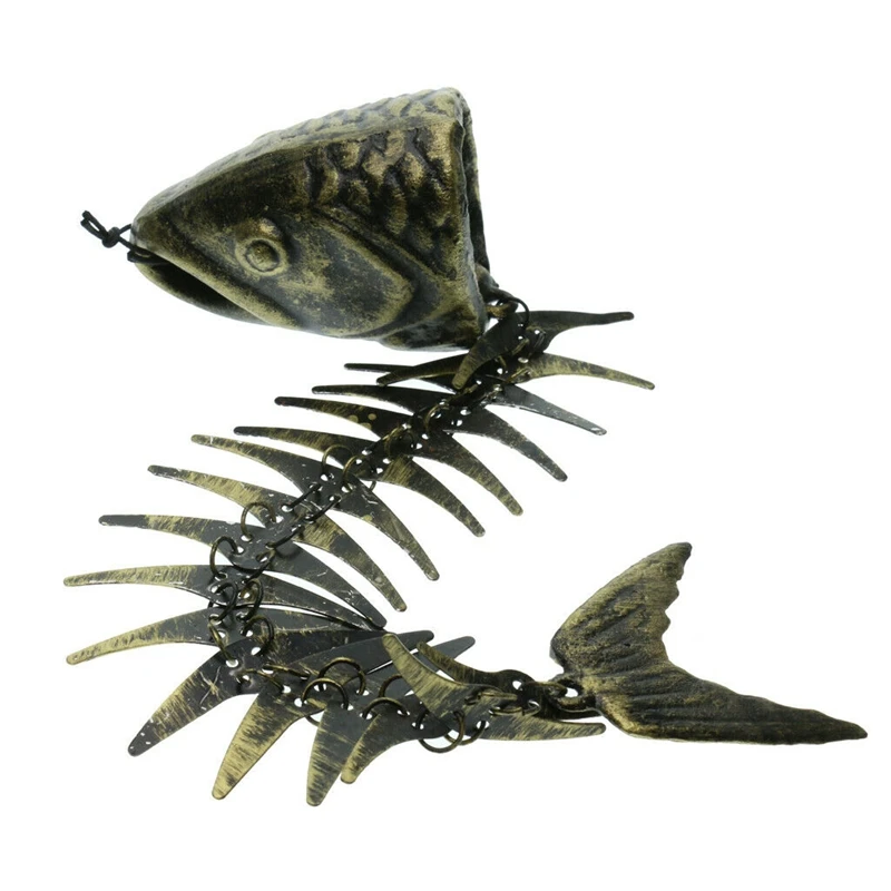 20 дюймов Твердые чугунные рыбья кость большой креативный колокольчик на удачу