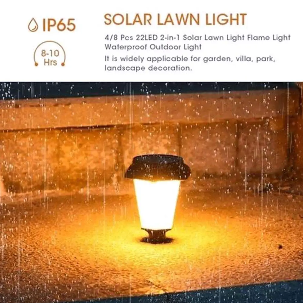 

Flame Lights Solar Power Spot Lamp LED Flickering Garden Lawn Pathways Lights Durable Hexagon 1PCS/4PCS Path Light IP65