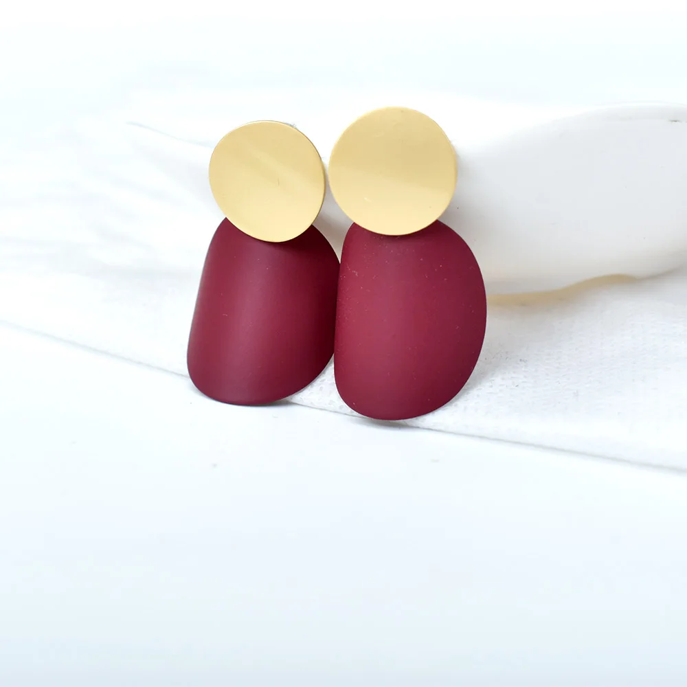 Большие геометрические серьги-гвоздики золотого цвета для женщин винтажные