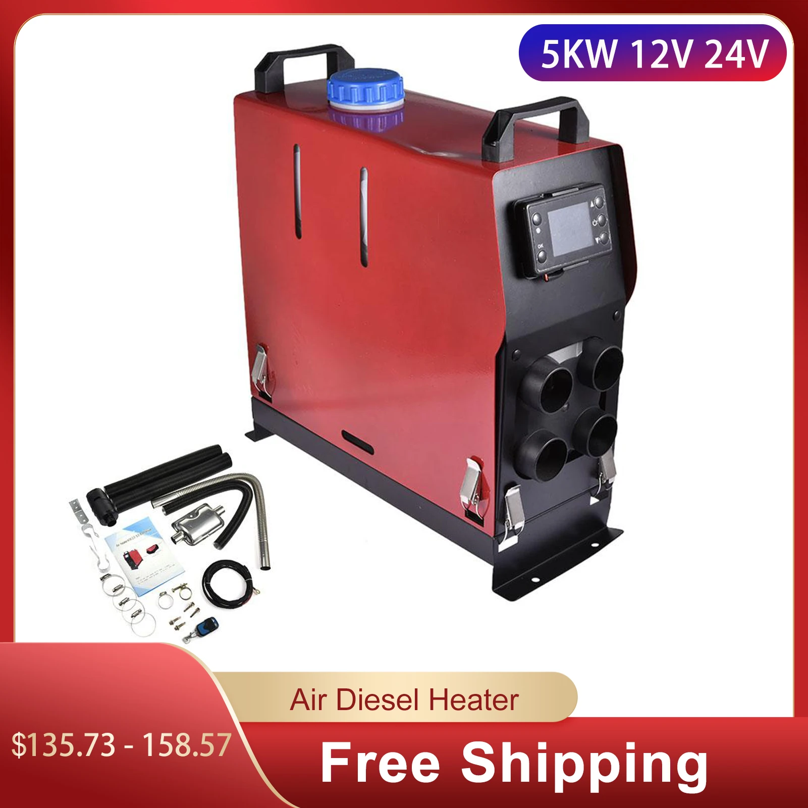 

5KW 12V 24V Air Diesel Heater Parking Heater Portable All In One Electric Heaters For Car Motorhome Trucks Boats Diesel Vehicle