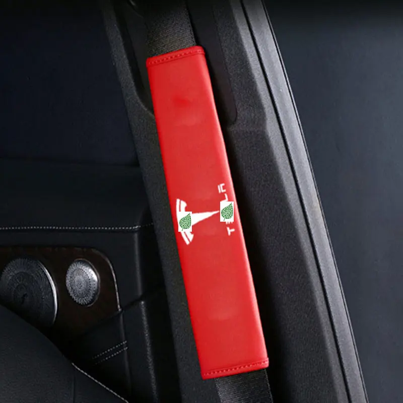 For Tesla Model 3 S X Red Black Seat Belt Shoulder Pad Guard Cover Protector 2Pcs | Автомобили и мотоциклы