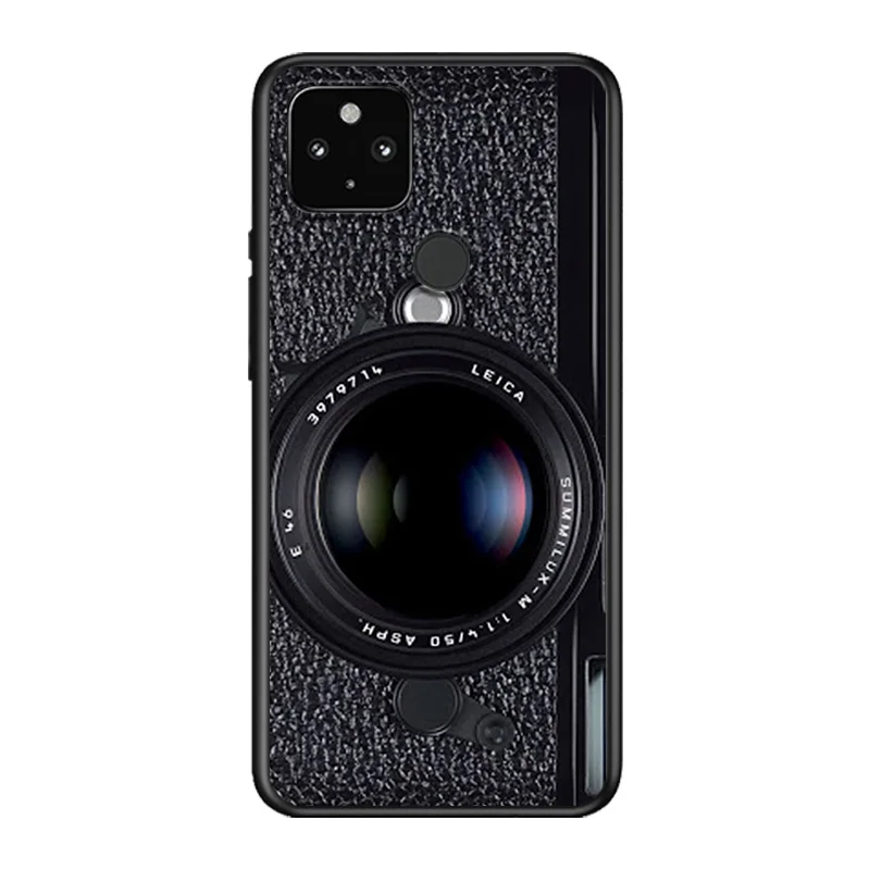 

Cute Vintage Camera Soft TPU Silicone Black Cover For Google Pixel 5 4A 5G 4 XL Phone Case