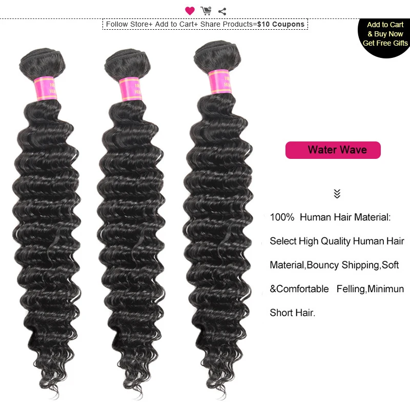 Meetu новинка 3 пучка малазийские глубокая волна волосы пучки 8 28 дюймов натуральные