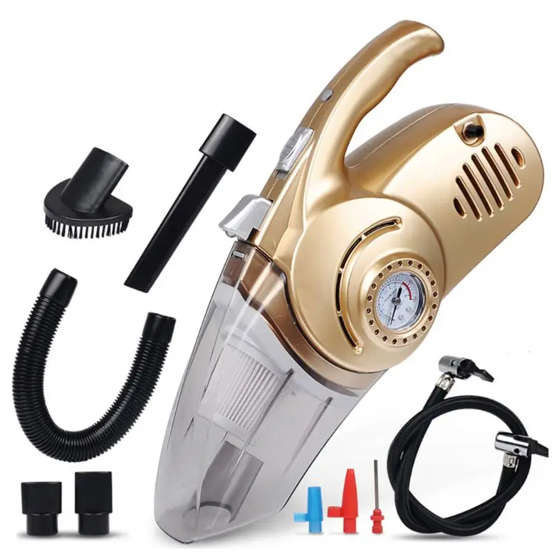 4-in-1 Multi-Function Car Vacuum Cleaner Wet and Dry Duster Auto Care with Tire Pressure Gauge and Air Pump Inflator Lighting