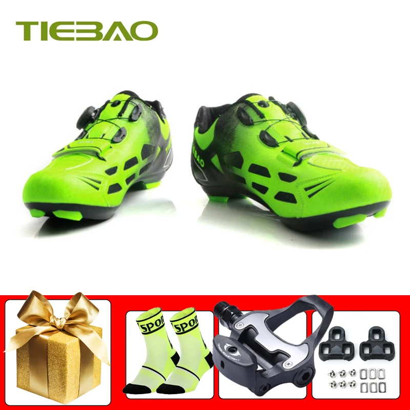 

Tiebao Bicycle Riding Shoes Sapatilha Ciclismo Breathable Self-locking Cycling Sneakers Add SPD-SL Pedals Zapatillas Ciclismo