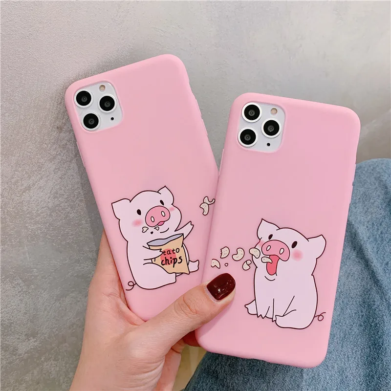 Симпатичный чехол для телефона пары свинка Samsung Note 10 plus 9 8 S7 S8 S9 S10 E A30 A50 A70 A80 задняя