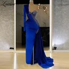 Длинные платья для выпускного вечера, ярко-синее бархатное женское платье для свадьбы, 2021