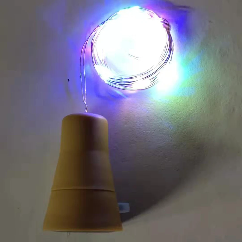 Colored 1 м/2 м Солнечная энергия светодиодный гирлянда DIY Сказочный инструмент для установки пробок в бутылки свет 10/20 светодиодный s гирлянда подвесные светильники для рождества Хэллоуин - Испускаемый цвет: Colored