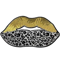 9 leopard gold lips patches sew on sequned patch diy decoration patch
