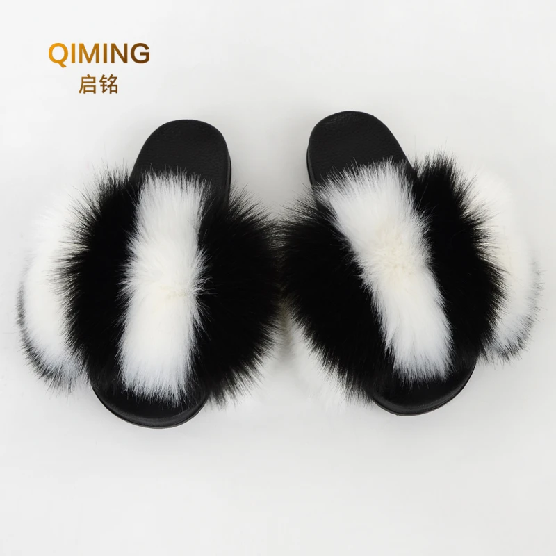 Сланцы женские с искусственным мехом роскошные сандалии на плоской подошве