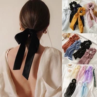 mueraa new fashion ribbon bow chiffon korean sytle scrunchies for women girls elastic hairband hair accessories retro headband