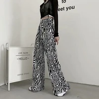 2021 new ins dance women zebra print wide leg pants womens high waist trousers spring autumn straight loose casual streetwear