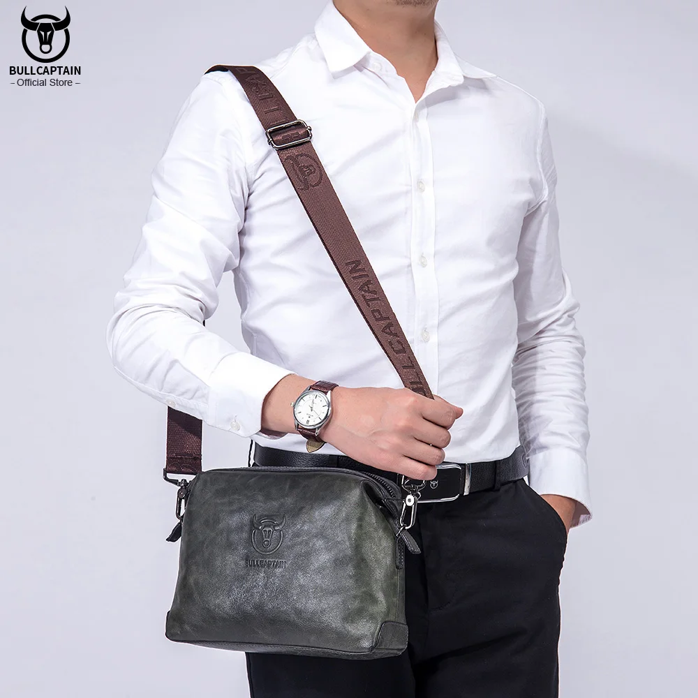 

Bullcaptain Genuine Leather Men's Shoulder Bag Casual Fashion Messenger Bags Man Large-Capacity Independent Card Slots Bag's