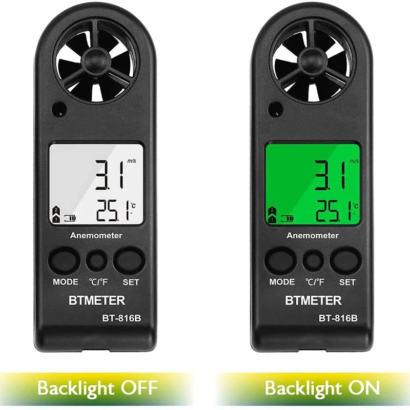 BTMETER BT-816B ручной ЖК-дисплей Цифровой ветер Скорость измеритель переносной