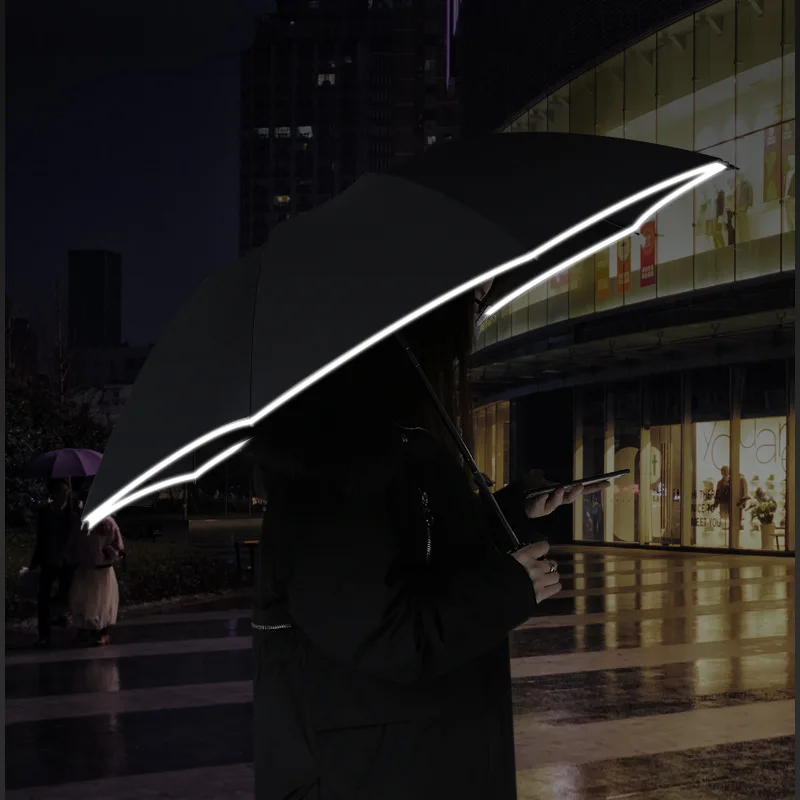 

Inverted LED Umbrella Led Light Automatic Umbrella Reflective Stripe Reverse Umbrella Three Folding Inverted 10 Ribs Umbrella