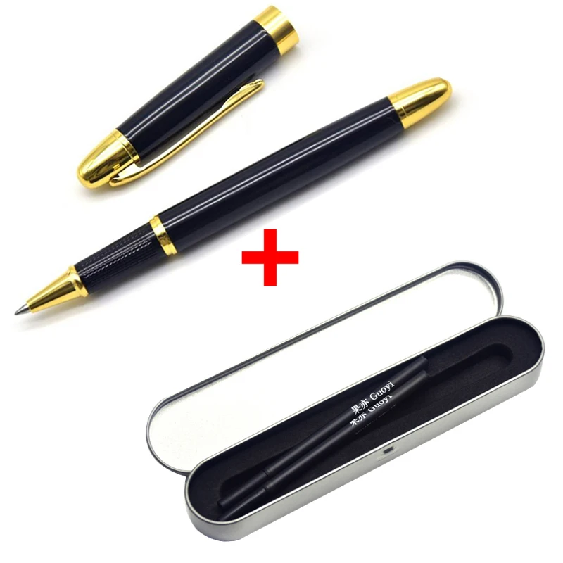Black box-Black ink Guoyi Z318 Ретро Роскошная металлическая гелевая ручка канцелярские принадлежности для офиса и обучения школьные канцелярские принадлежности подарок Отель Шариковая ручка для делового письма - Цвет: Black box-Black ink