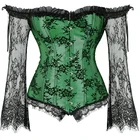 Корсет Sapubonva, бюстье, Топ для женщин с рукавами, винтажный стиль, викторианский Ретро Бурлеск, модный белый, черный