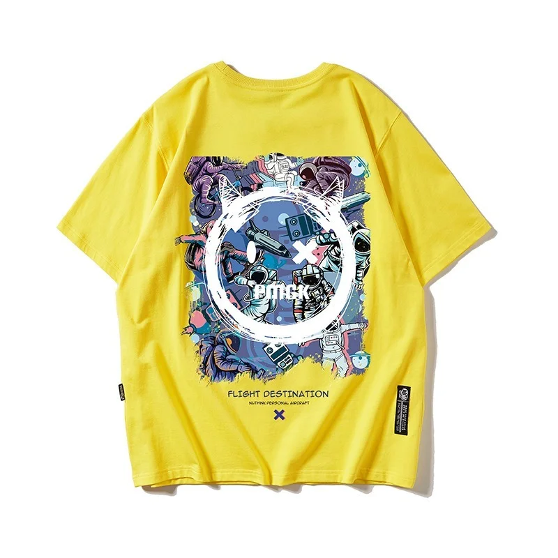 

New Summer Cotton T-shirt Little Devil Short-sleeve Tshirt Trendy Loose Oversize T Shirts Fat Guy Half Sleeve Harajuku Tops Tees