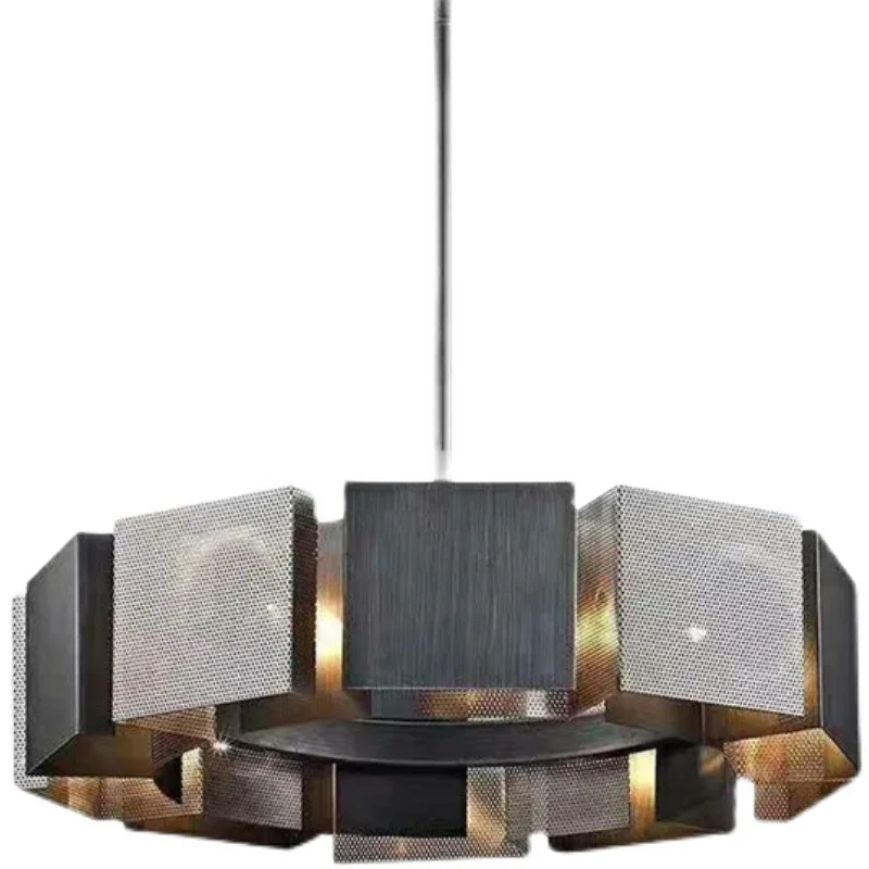 

Postmodern minimalist art lamps simple living room dining bedroom black metal creative chandelier