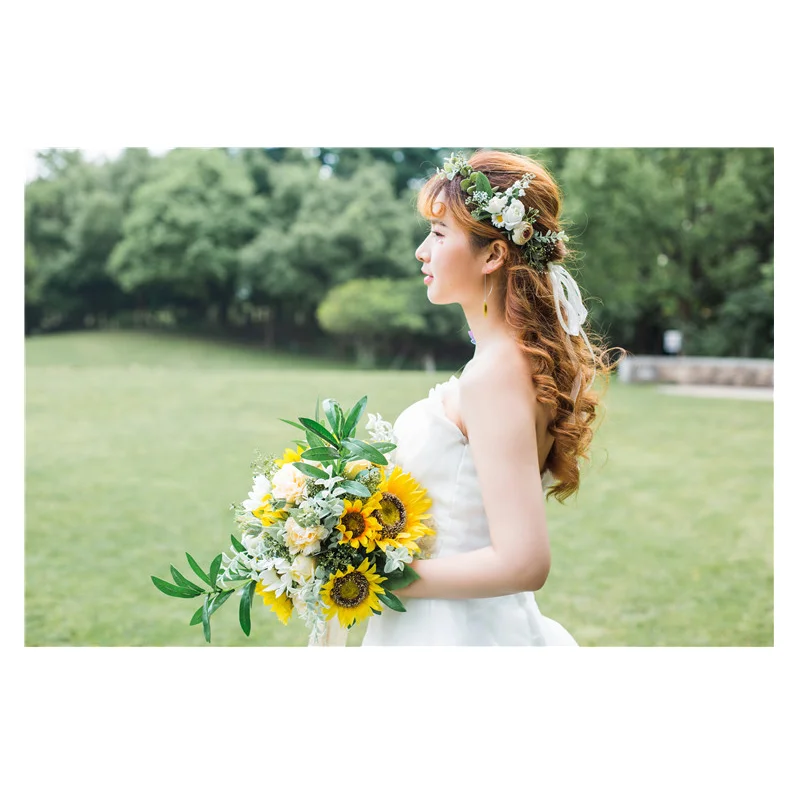 Свадебные цветы букет невесты Искусственные букеты De Mariage Подсолнух Свадебная