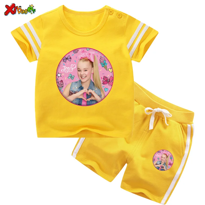 Комплект одежды для девочек JOJO Siwa детская спортивная одежда Модный летний костюм