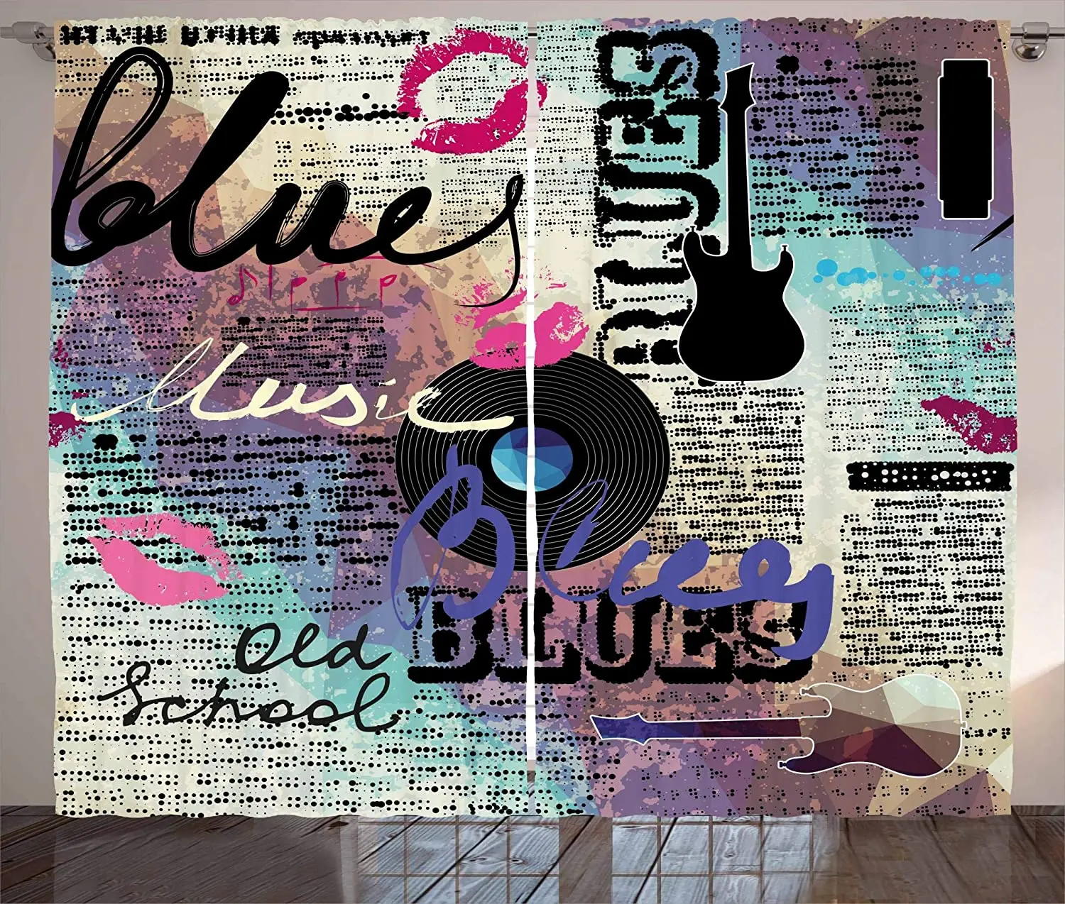 Старые газетные занавески в стиле ретро музыкальный жанр старые записывающие