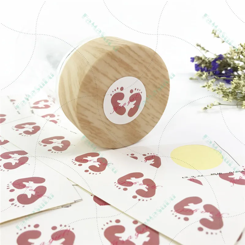 100 шт. Baby Shower 3x3 см для мальчиков и девочек узор клей Стикеры печать этикеток