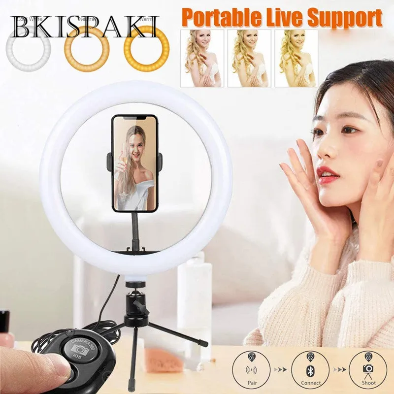 

10inch 26cm Led Ring Light Photography Selfie Ring Lamp For Youtube Tik Tok Makeup Video Light With Tripod For Phone Lighting
